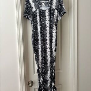 Black & White Snake Print Maxi Dress